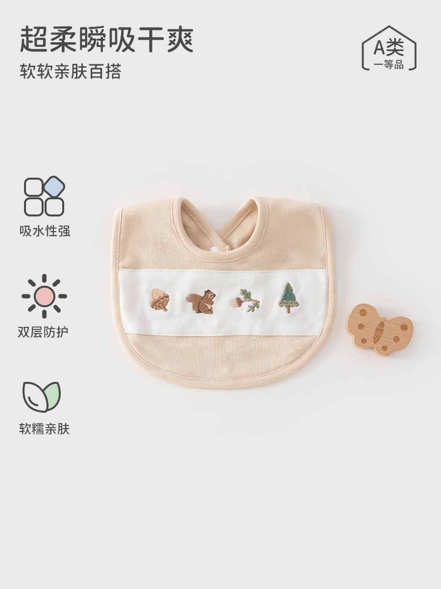 Otoño y invierno: buñuelo de bebés tipo A toallas de saliva de algodón de doble capa, toallas de absorción de leche para bebés, buñuelo rojo para bebés