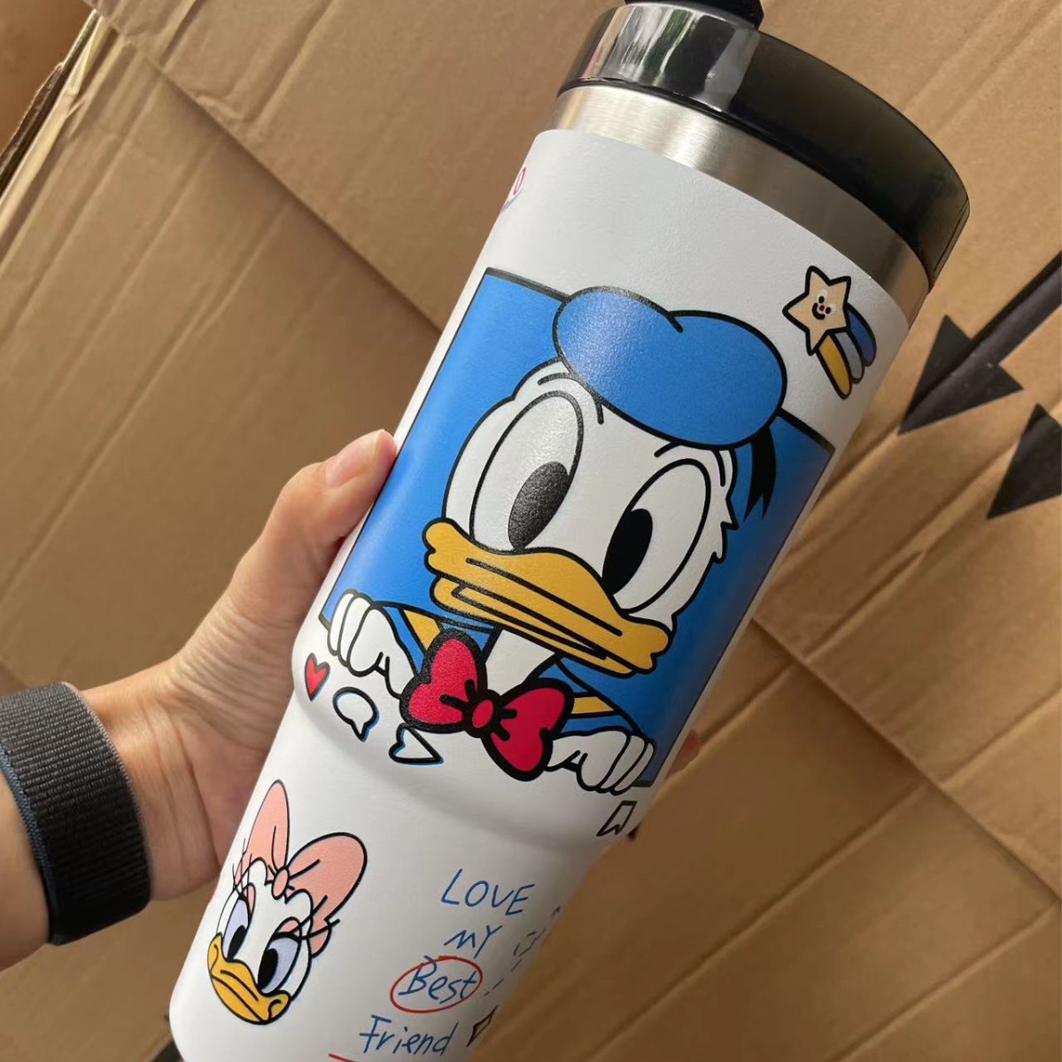 Taza Bingba de 30oz Taza de almacenamiento en frío de gran capacidad Taza de aislamiento de acero inoxidable 304 impresa en 3D Taza de automóvil de vacío