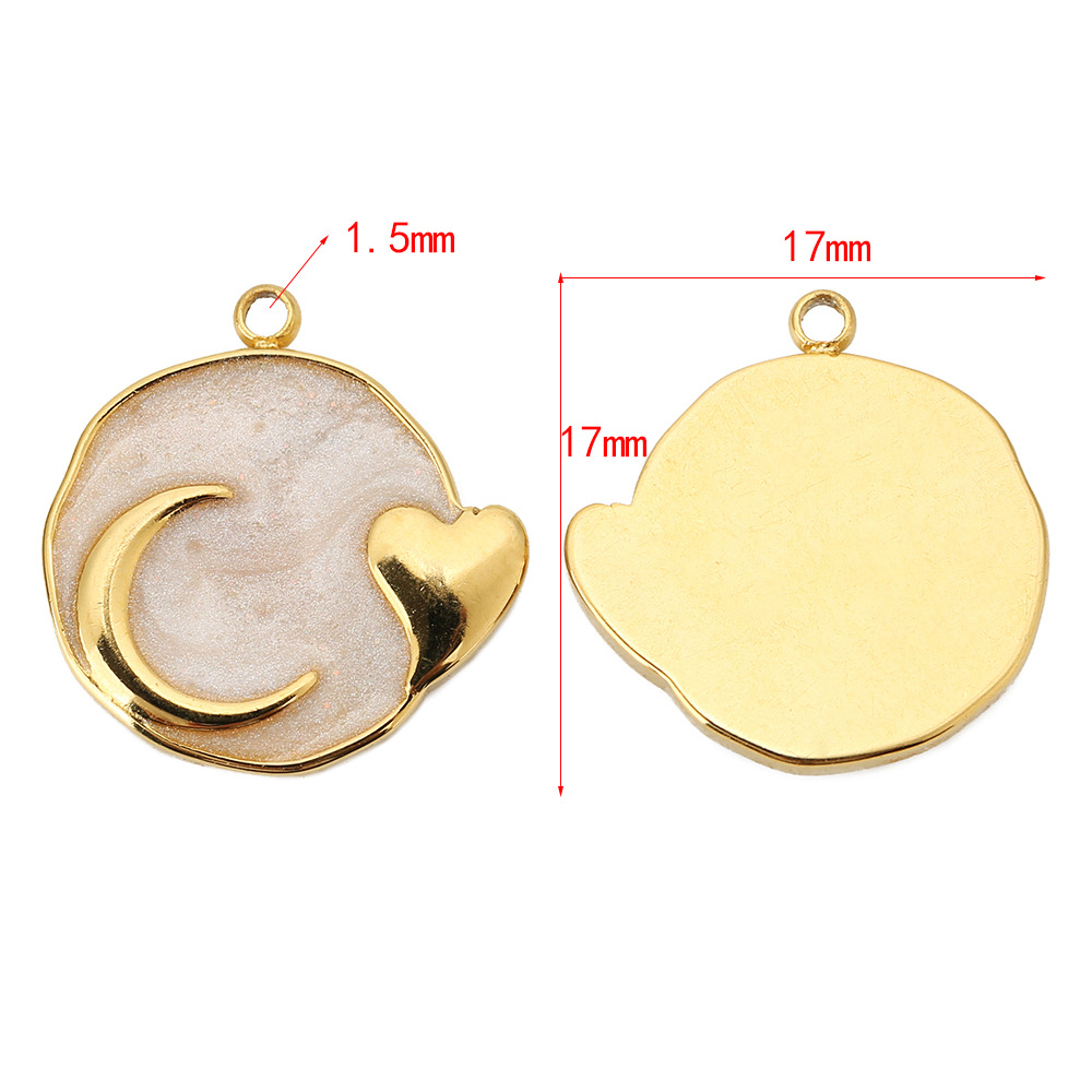 20g Weight 5 PCS/Package 17*17mm Hole 1~1.9mm 304 Stainless Steel Moon Heart Shape Polished Pendant