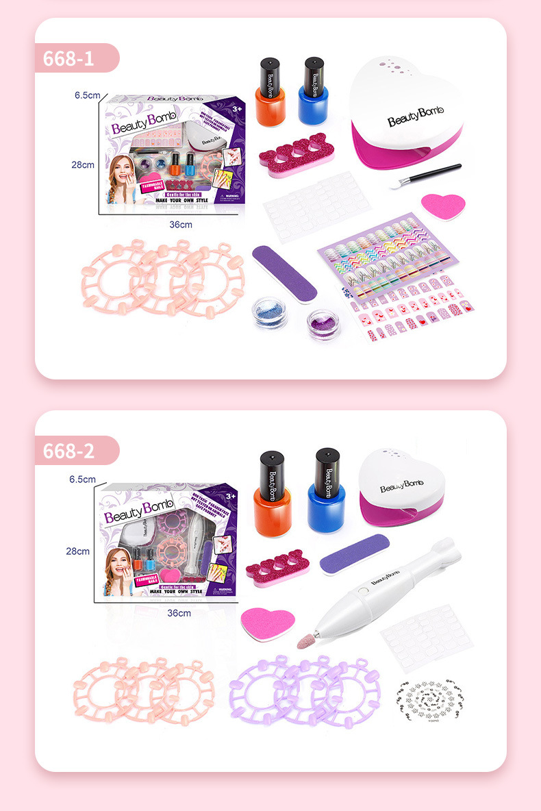Cross-border Children's Cosmetics Set Vanity Beauty Nail Station Pretend Play DIY Toy Gift Box Wholesale Custom