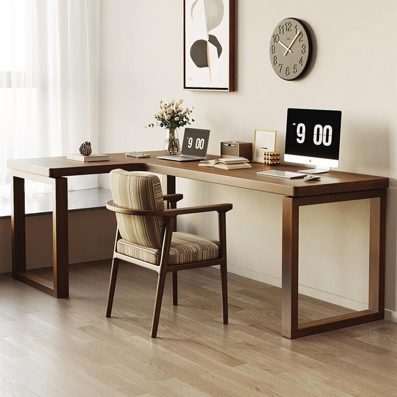 New Chinese-Style Solid Wood Corner Desk with Simple U-Shaped Leg Design, Home-Use L-Shaped Computer Desk and Office Desk Integrated Combination New Chinese-Style Solid Wood Corner Desk with Simple U-Shaped Leg Design, Home-Use L-Shaped Computer Desk and Office Desk Integrated Combination