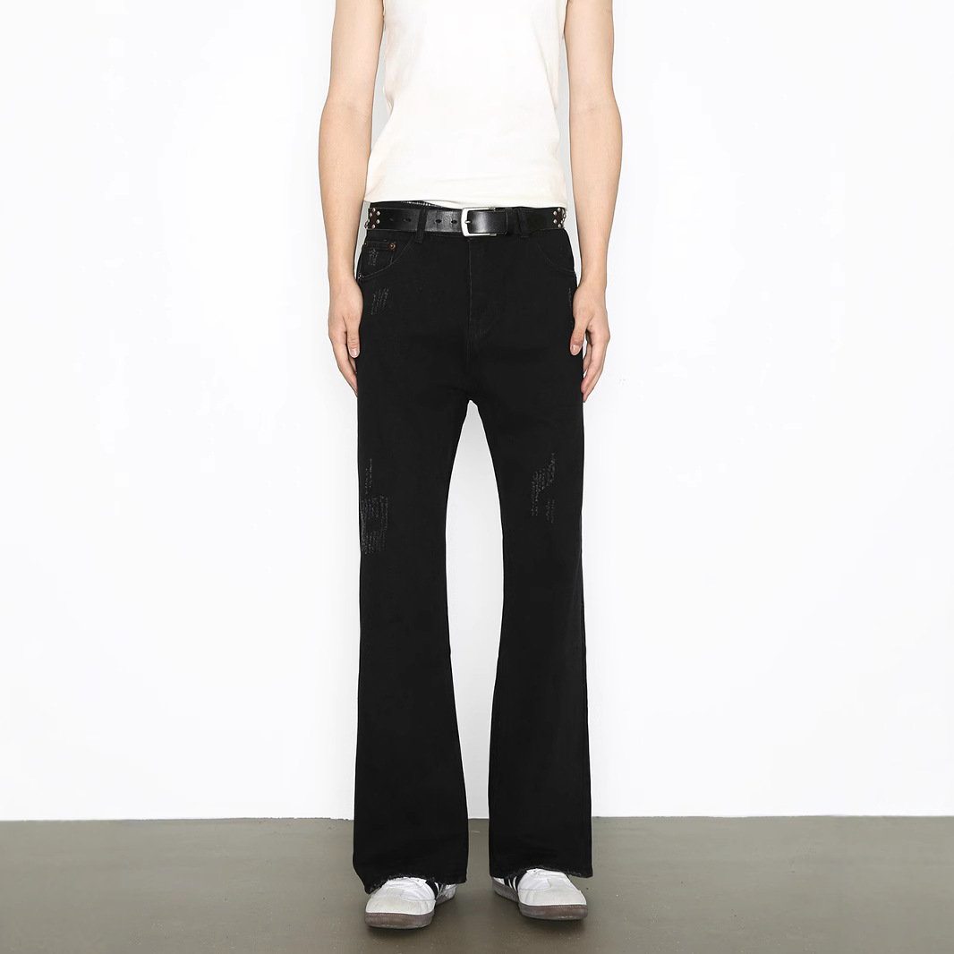 Flare Jeans High Street Style Loose Fit Straight Leg Slim Fit Long Pants American Trendy Brand Retro in Stock_mkmklike.com