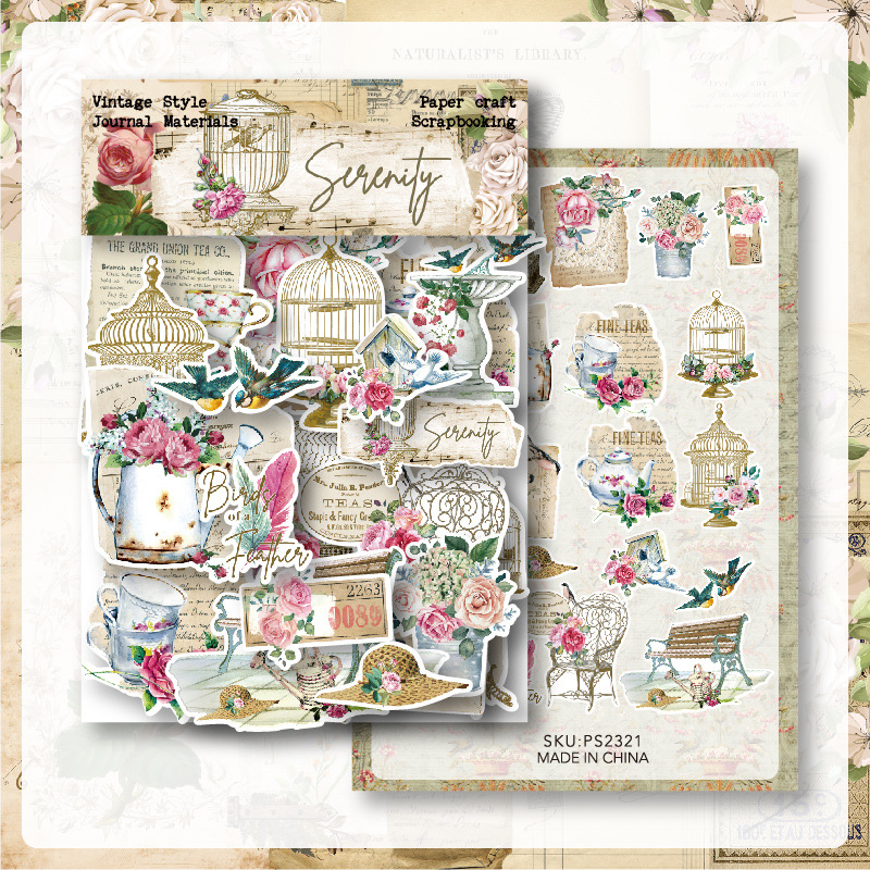 6 Venta caliente transfronteriza 40 piezas con etiqueta adhesiva bolsa de papel artístico estilo retro diario material bolsa material etiqueta