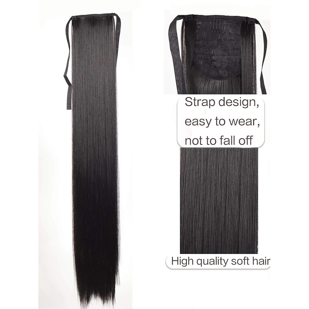 85CM correa de cola de caballo fibra química peluca damas 34 pulgadas extensiones de cabello recto