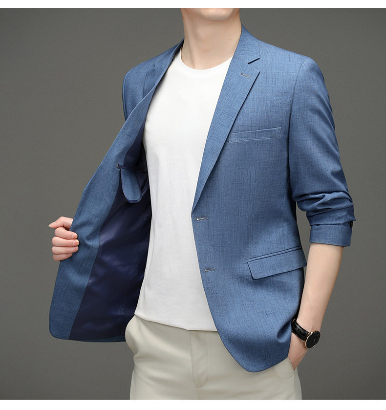 Áo vest nam caro xanh lam dáng ôm, tay dài, phong cách công sở — Caro xanh lam chi tiết 16