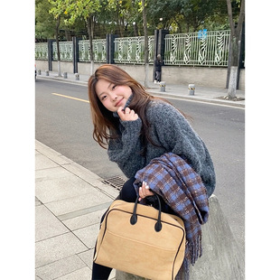 plus size Women's Korean Style Wear Lazy Style Lapel Sweater Autumn and Winter New High-end Sense Loose Soft Waxy Knitted Cardigan