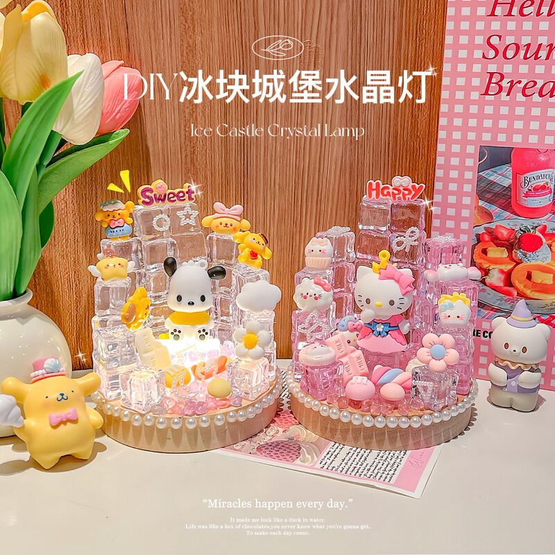 New Kidsren's Handmade DIY Ice Cube Castle Crystal Night Light Artwork Ins Style Luminous Quicksand Wine Bottle Ornaments