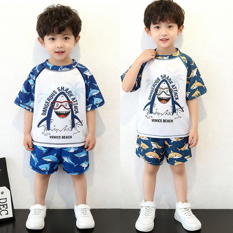 Children's Vacation Boys' Swimsuit Set for Older Kids and Teenagers, Summer 2025 New Style Hot Spring Swimwear