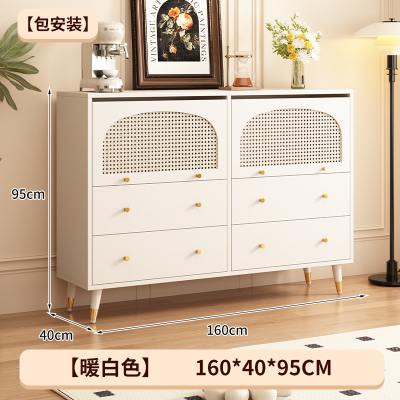 黑色藤编斗柜餐边柜一体法式复古客厅餐厅靠墙收纳柜多功能储物柜|undefined