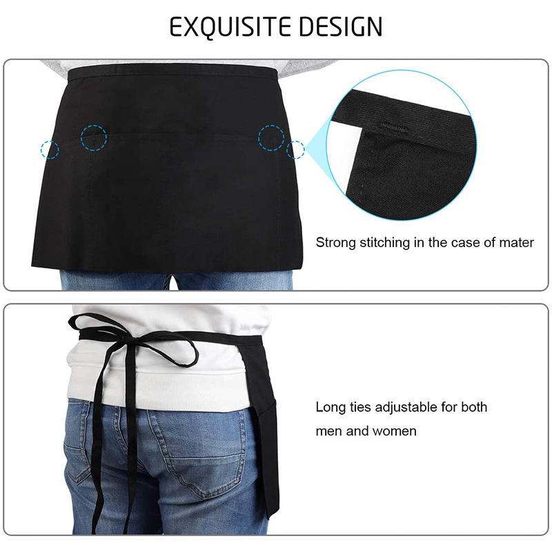 Corto de media longitud delantal simple moda barista restaurante camarero ropa de trabajo casa cocina delantal al por mayor