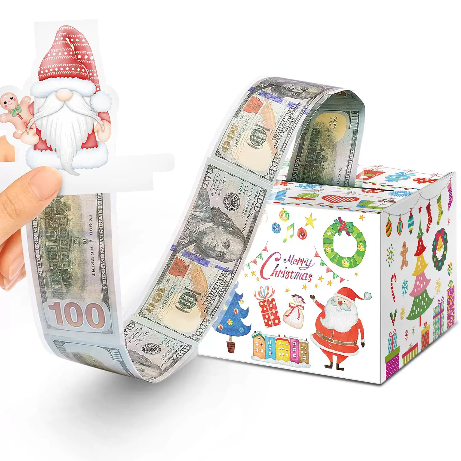 圣诞节现金礼盒，用于儿童成人的钱夹现金礼物DIY有趣的假期钱盒