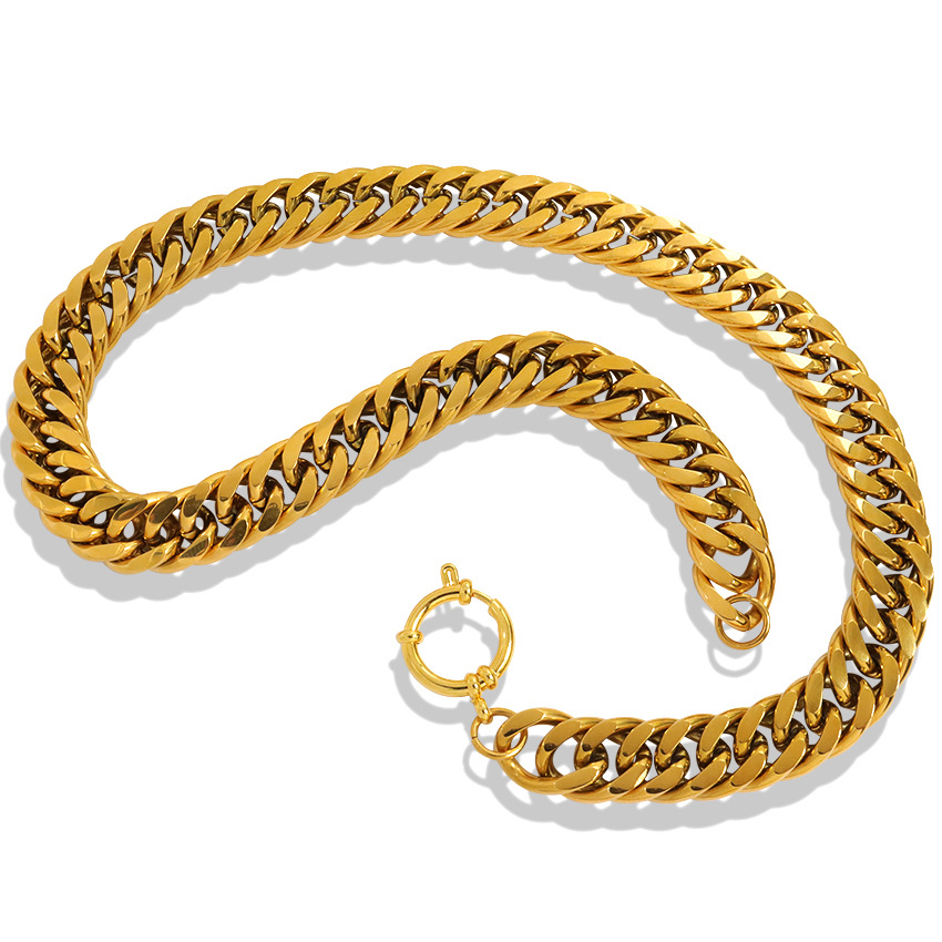 Men's Gender Plating Design Wholesale Jewelry Retro Solid Color 304 Stainless Steel Plating Cuban Link Chain Curb Chain Chain Necklace