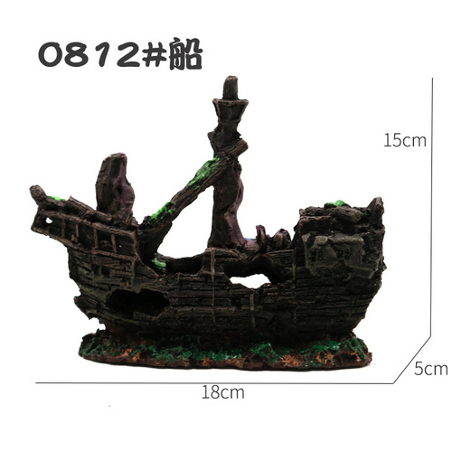Pirate Ship Aquarium Landscape Glass Fish Tank Ornament Hideout Giggle House Resin Boat Little Boat Landscape Boat