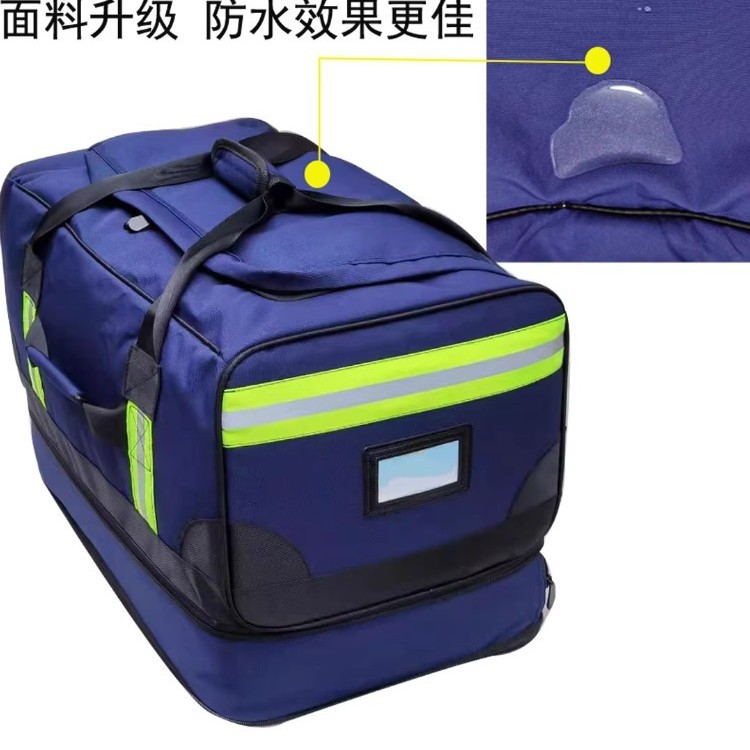 Authentic Fire-Fighting Storage and Carrying Bag, Deep Blue Front Transport Bag, Portable Rear Storage Bag, Flame Blue Operation Bag, Emergency Gear Bag