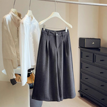 八分毛呢阔腿裤女2025秋冬流行新款加厚高腰宽松百搭休闲呢子靴裤