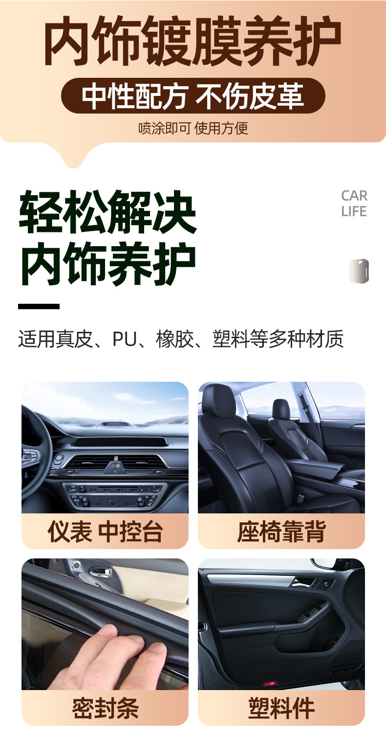 Bimo Fang Car Interior Renovation Agent, Coating Agent, Plastic Leather Seat Cleaning Agent, Neutral Maintenance Agent, Glazing Liquid