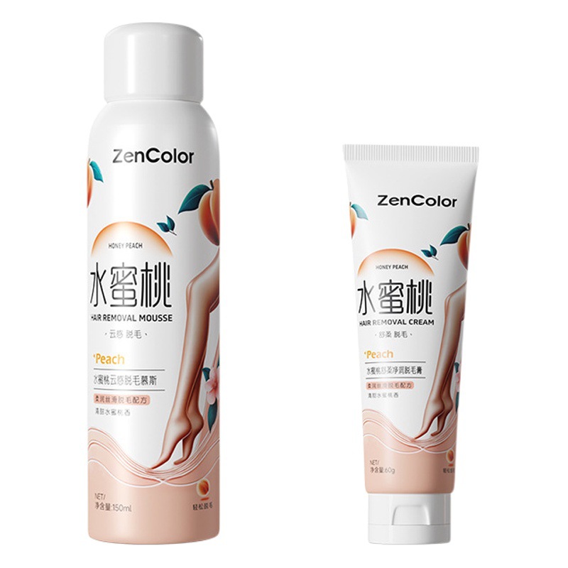 Zhengcai Peach Soothing and Moisturizing Hair Removal Cream 60g Underarm, Arm, and Leg Soothing and Moisturizing Hair Removal Mousse Spray