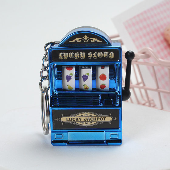 New cross-border fruit machine keychain electroplating slot machine retro shaker small toy raffle machine bag pendant
