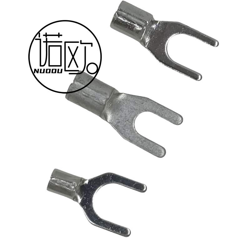 叉形接线裸端子SNB黄铜镀锡冷压裸端头U型接线耳铜鼻子线耳线鼻