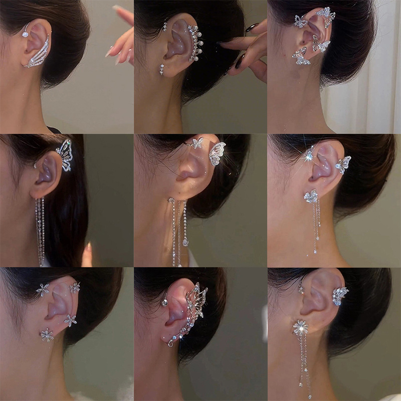 Fairy Style Geometric Copper Plating Rhinestones Ear clips 1 Piece