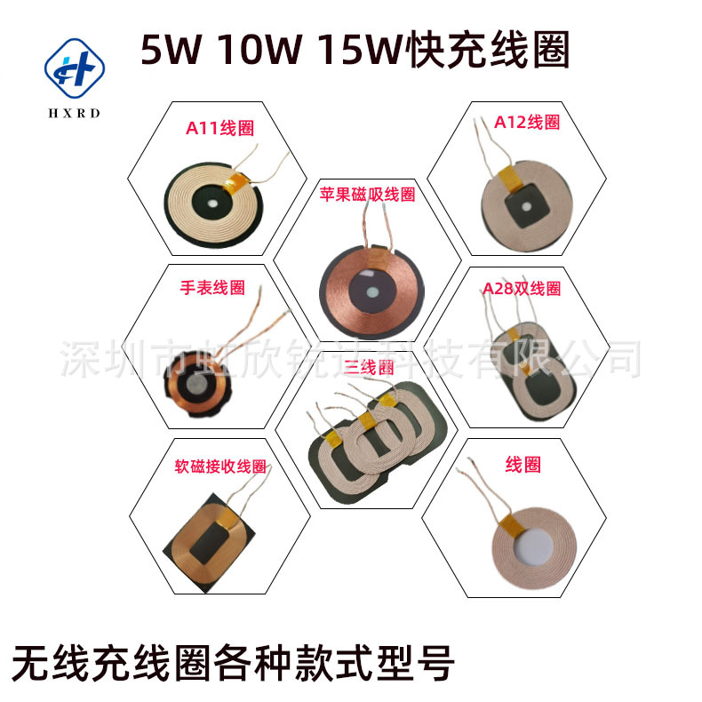 10W15W车载发射快充磁吸无线线圈 a11G50空心线圈智能家电线圈厂