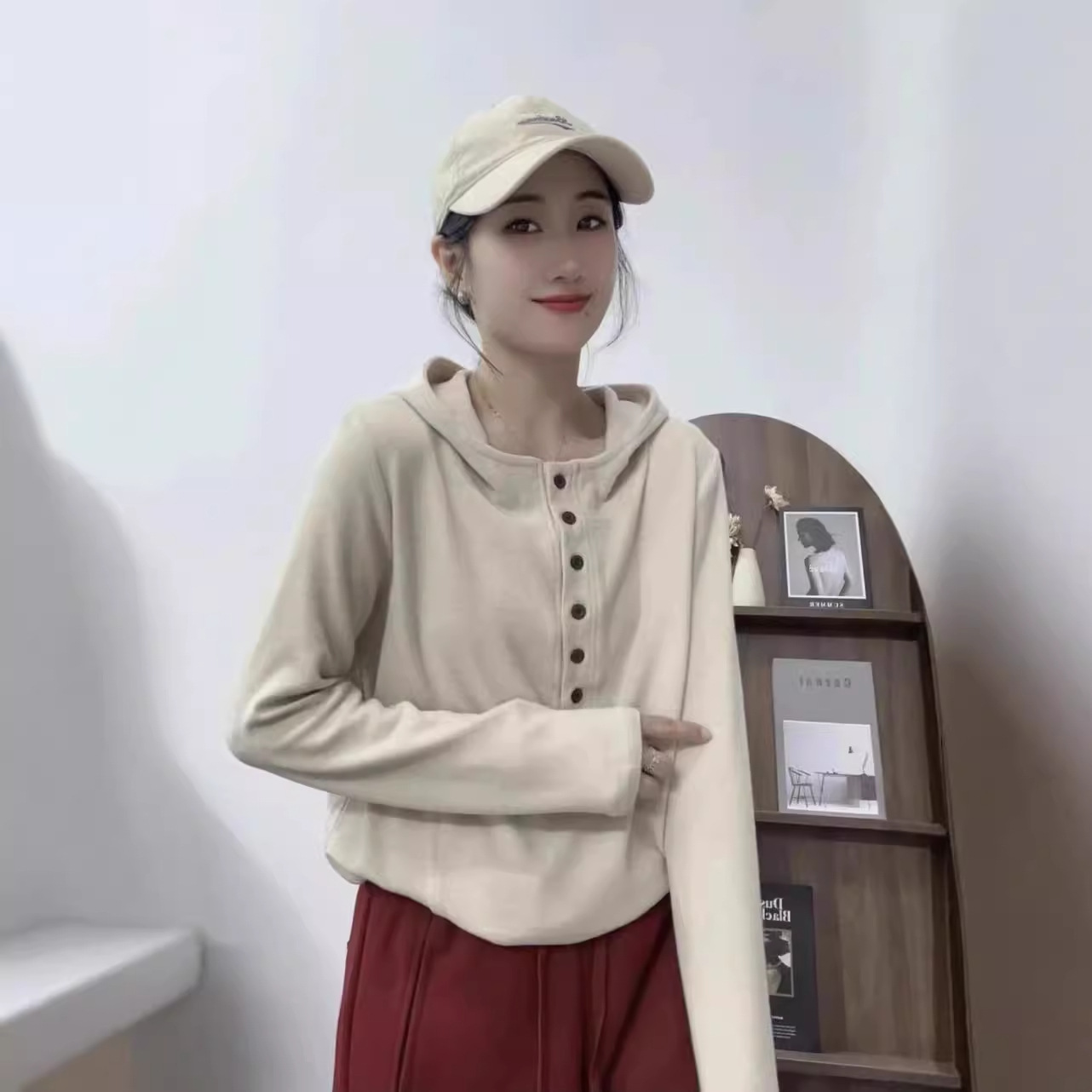 Double-sided velvet autumn T-shirt