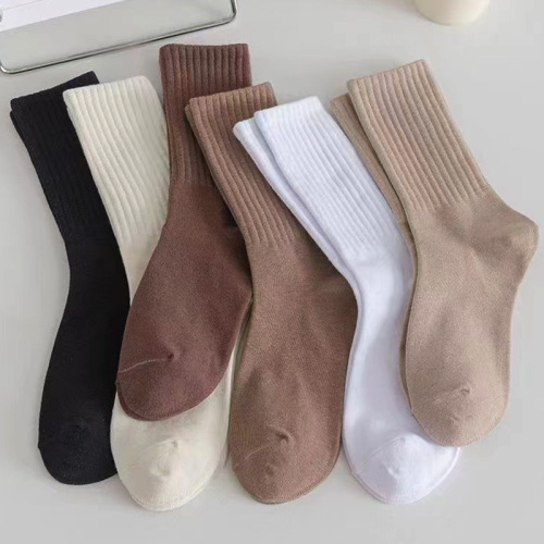 Confinement socks ins Japanese mid-calf socks spring and summer solid color pile socks cross-border wholesale jk long socks women's white socks