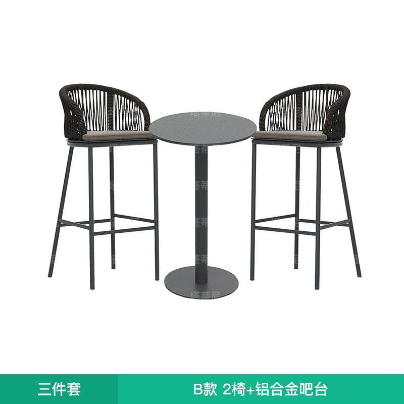 Conjunto de mesa de bar para jardín, patio o terraza, ideal para villas, verandas, cafeterías, resistente al agua y con protección solar, incluye sillas de bar. image 14