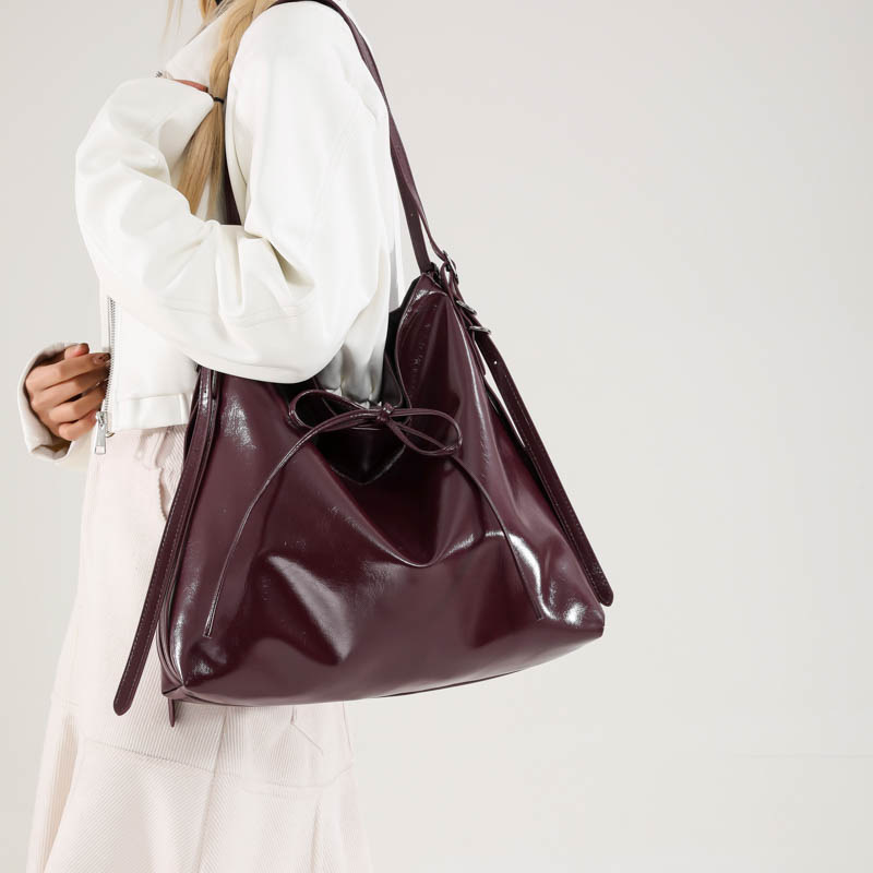 跨境包包女超大容量复古托特包2024冬时尚蝴蝶结腋下单肩包斜挎包