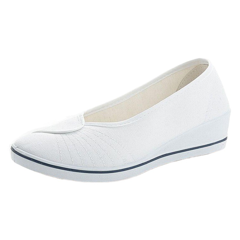 One-Word Brand Nurse Shoes for Women White Wedge Heel Soft Sole 2025 New White Shoes Autumn and Winter Old Beijing Cloth Shoes Flats Bottom
