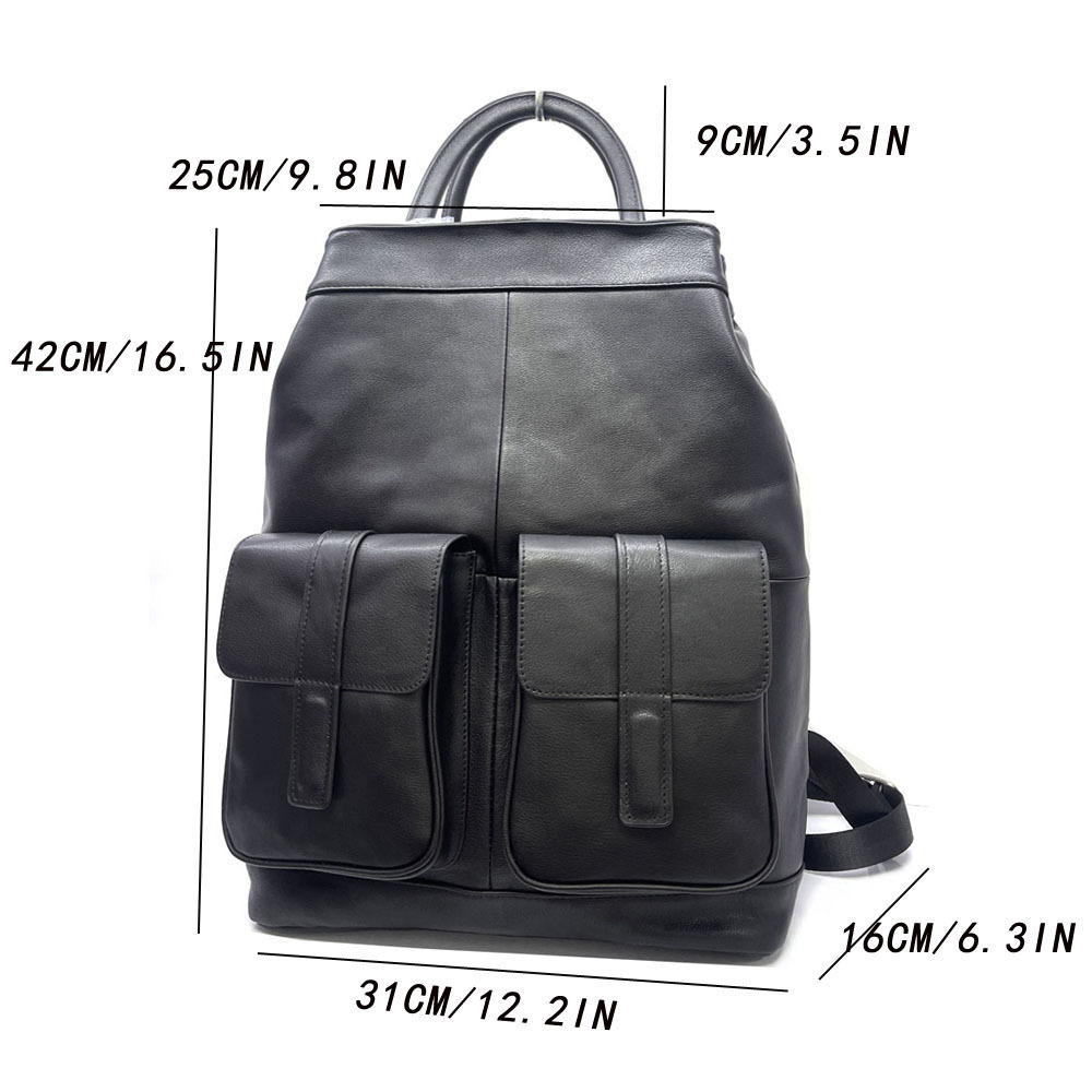 Large Backpack, Simple Casual Top Layer Cowhide Backpack, Business Travel Computer Backpack_voghion.com