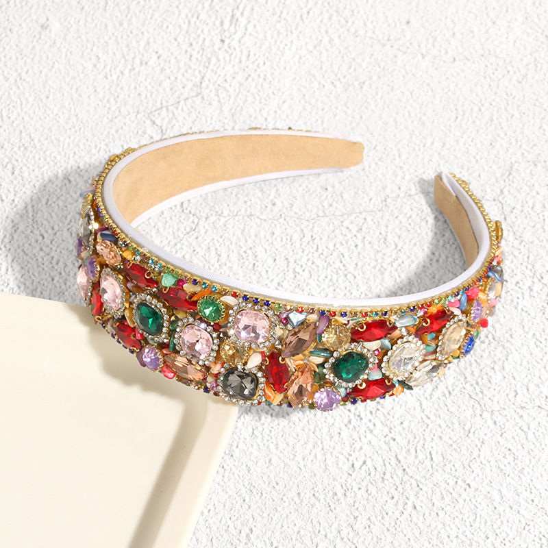 Inlay Design Retro Geometric Cloth Inlay Rhinestones Hair Band