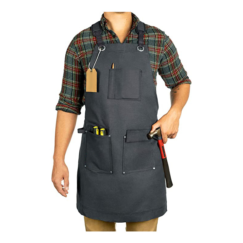 Comercio exterior delantal de lona gruesa carpintería electricista mecánico cafetería ropa de trabajo hogar barbacoa cocina delantal al por mayor