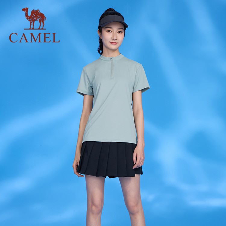 낙타 스포츠 반팔 여성 티셔츠 골프 테니스 의류 아침 달리기 사이클링 요가 피트니스 의류 아이스 실크 쿨 탑