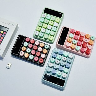 New Q3 wireless digital keyboard macaron color keyboard mini portable retro round cap small keyboard cross-border
