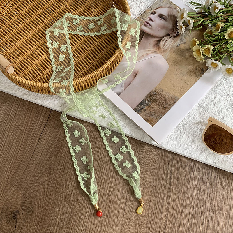 Nuevo colgante de moda de encaje de hadas trenzado correa de cabello flotante correa de cabello blanca correa de cabello universal temperamento correa de cabello hueco