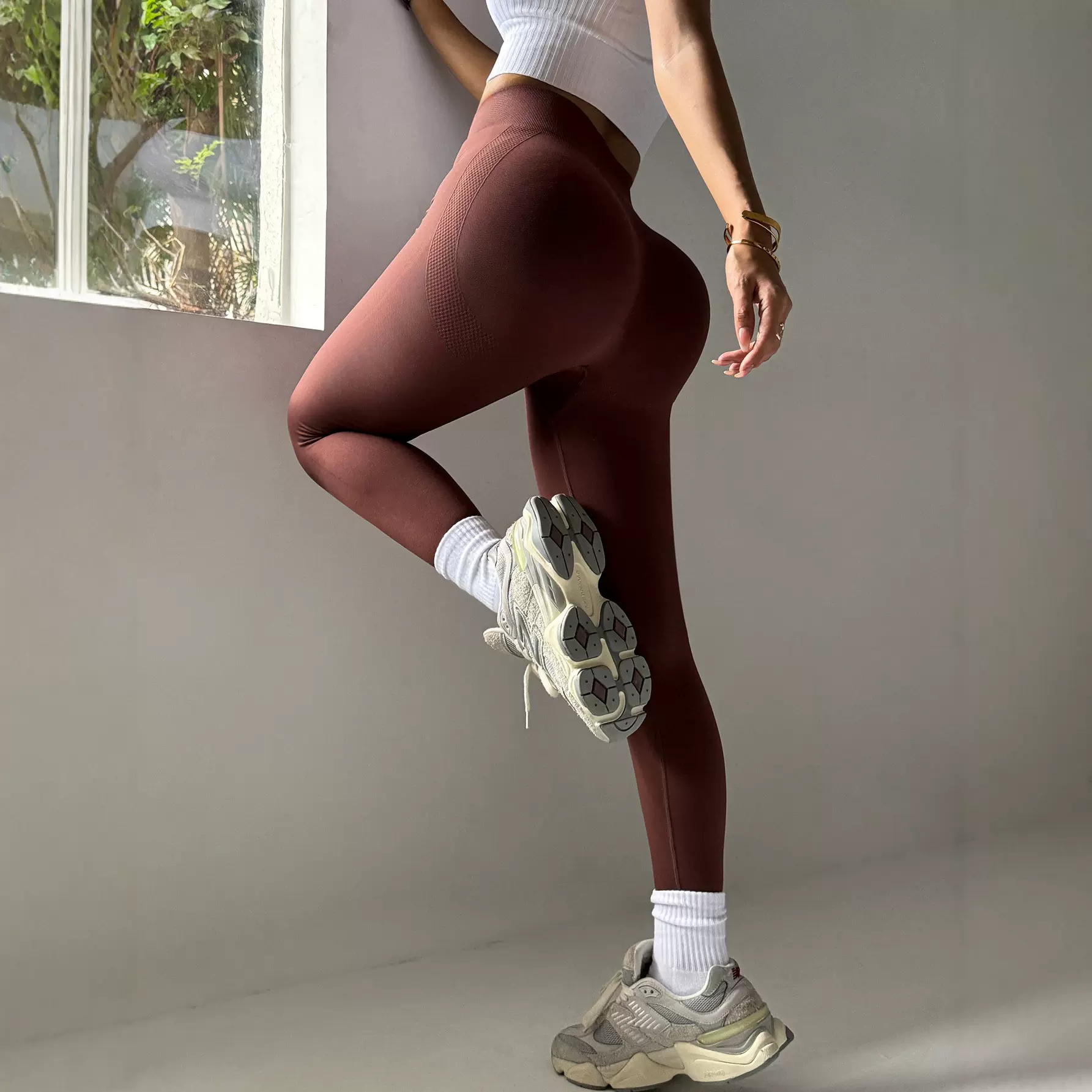 跨境欧美无缝瑜伽长裤女秋冬新款运动紧身裤户外健身瑜伽裤提臀裤