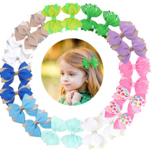 跨境热销螺纹带蝴蝶结发夹彩色燕尾蝴蝶结女童头饰发卡宝宝一字夹