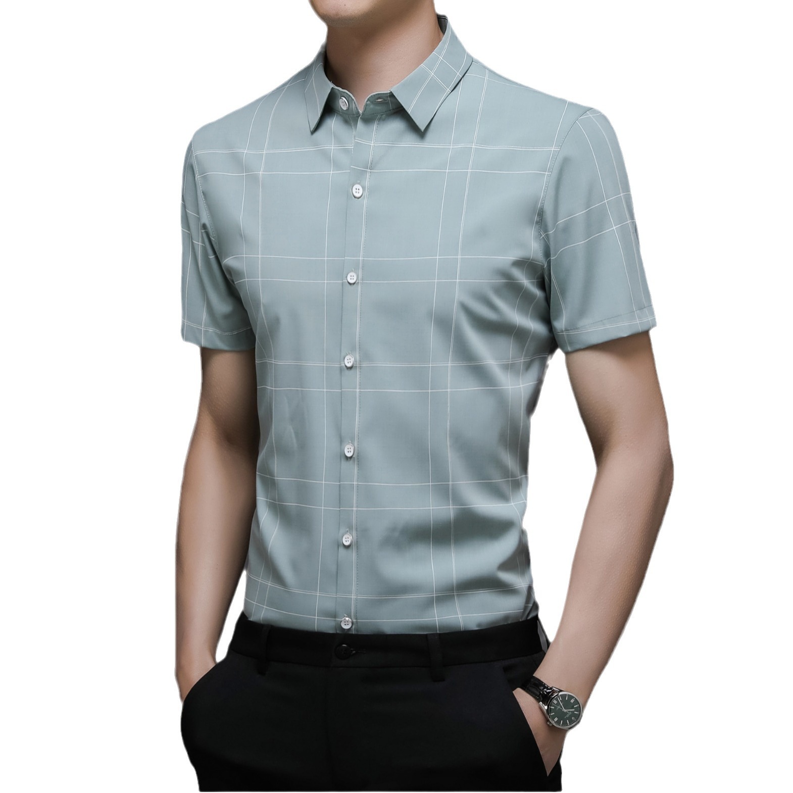 C5925 1060K ÁO SƠ MI NAM YUPTYLO NGẮN TAY KẺ CARO MÙA HÈ TRUNG NIÊN KẺ CARO KÍN CỔ THỜI TRANG NAM G03 SẢN PHẨM MỚI