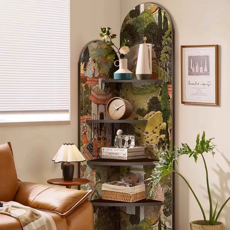 Религиозная? Medieval style floor-standing ornaments living room TV cabinet wall corner cabinet retro storage rack multi-layer triangle cabinet