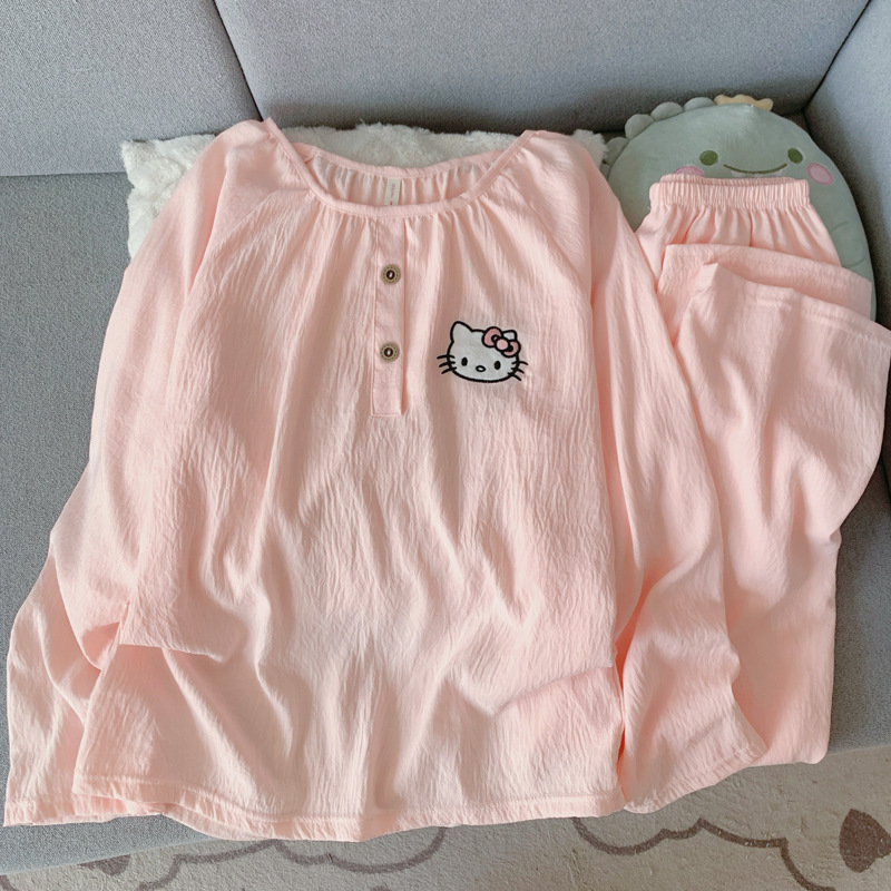 Wholesale Round Neck Cloud Cotton Pajamas for Women Autumn and Winter Women's Popular 2025 New Home Wear Long-Sleeved Pants Suit Wholesale Round Neck Cloud Cotton Pajamas for Women Autumn and Winter Women's Popular 2025 New Home Wear Long-Sleeved Pants Suit