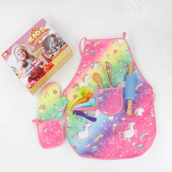 Amazon puede cocinar para niños set de horneado pasteles cocina para niños juguetes caseros delantal sombrero de cocinero horneado