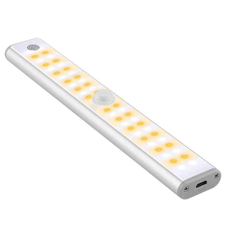 Fuente fabricante recargable luz nocturna luz de sensor de cuerpo humano led inteligente luz de armario de pared luz de armario de succión magnética de batería