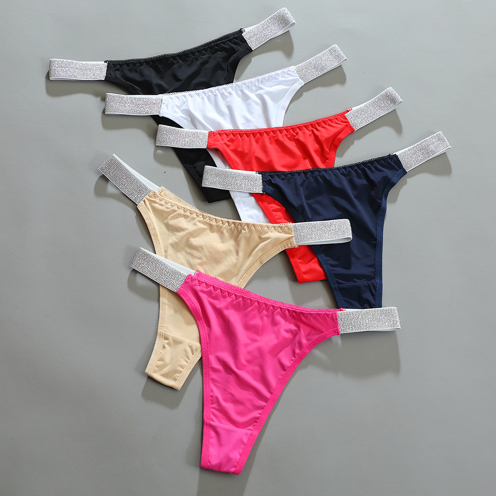 Color Block Low Waist Thong Panties display picture 14