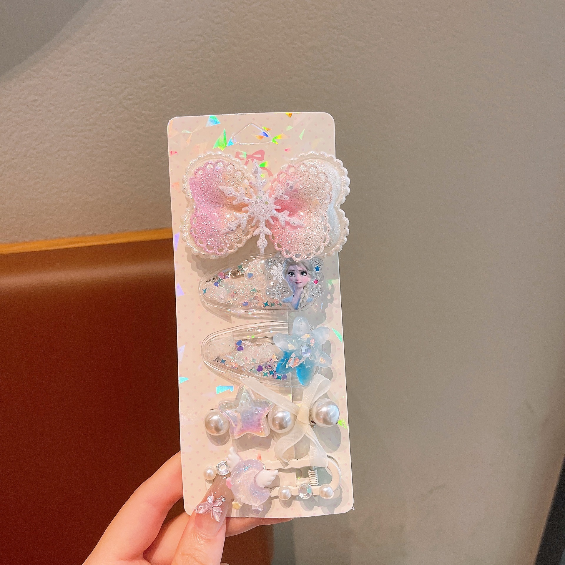 Clip de cabello de malla de arco de estrellas de mar conchas de capellán dulce dibujos animados clip de cabello de princesa tocado de niña