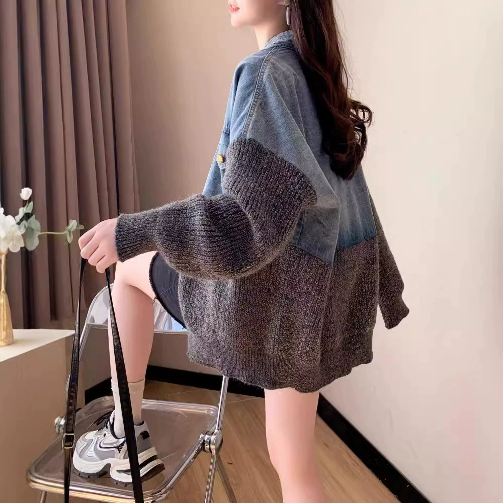 Джинсовый свитер, демисезонная куртка, вязаный кардиган, oversize