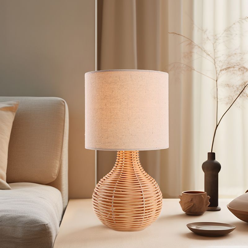 Lámparas de lino transfronterizas tejidas a mano lienzo silencioso lámpara de escritorio dormitorio sala de exposiciones decoración lámpara de escritorio al por mayor