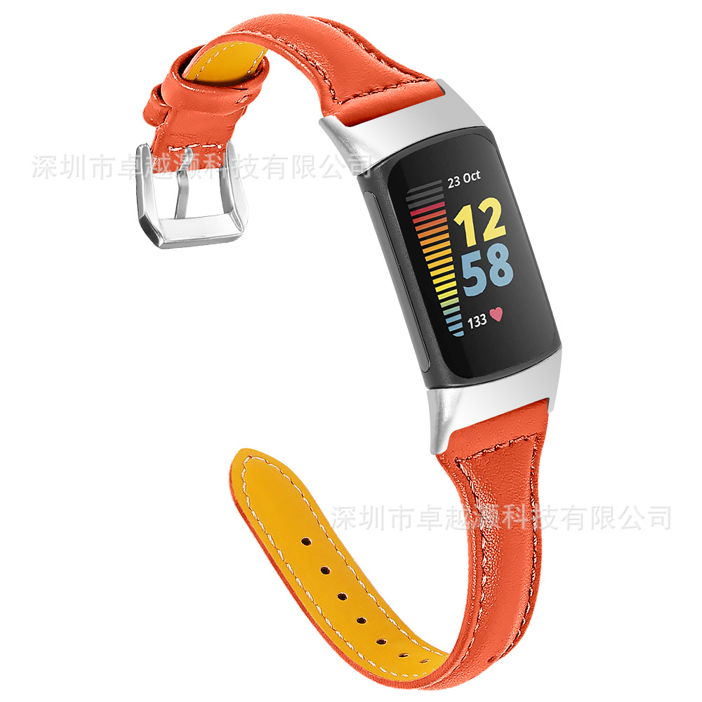 Adecuado para charge6 reloj nueva pequeña cintura en forma de T primera capa de piel de vaca charge5 correa de reloj de cuero genuino en stock