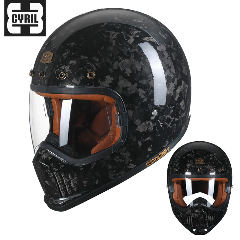 Cyril Celo fibra de carbono casco de la motocicleta casco vintage cuatro estaciones hombres y mujeres motocicleta ultra ligero casco completo f380