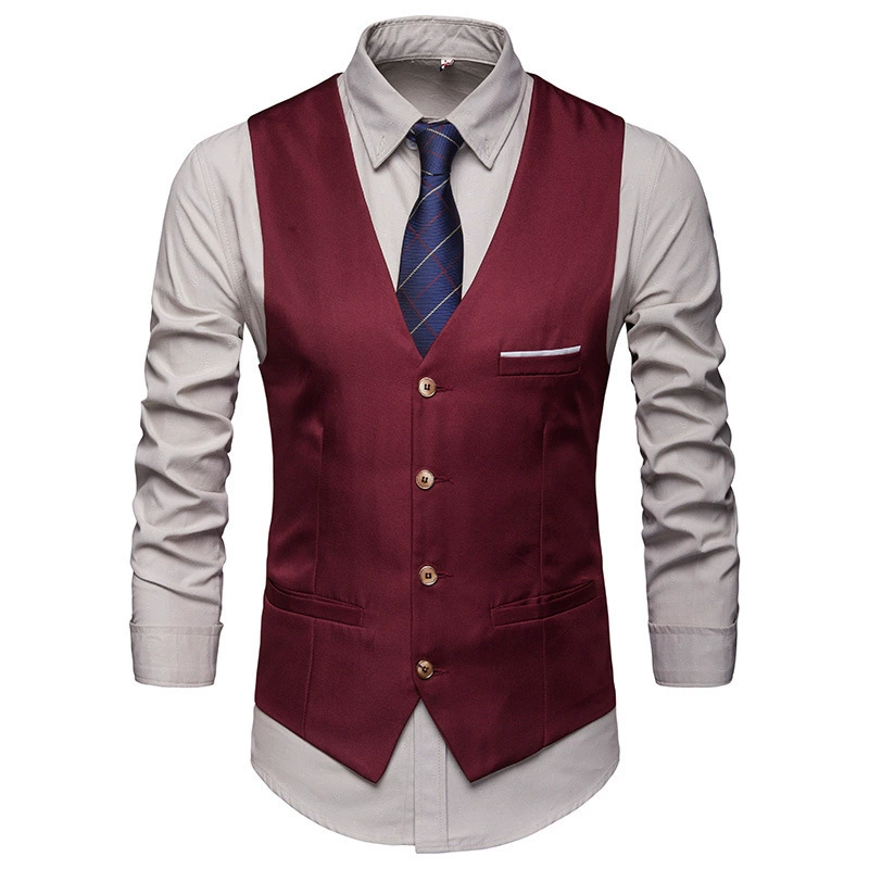 Мужской жилет для отдыха, комплект, черный классический костюм, slim fit, корейский стиль